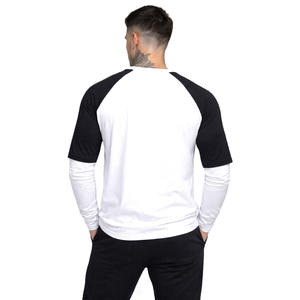 Camisetas de Hombre de Algodón Grueso con Mangas Raglán en Contraste, Logotipo Bordado Personalizado OEM al por Mayor, Estilo Urbano Informal, Fabricante - Product Image 2