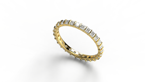 Anillo de Diamantes de Corte Princesa de Oro de 18K de Lujo, Banda Eternity con Canal de Diamantes, Anillo Apilable para Aniversario o Boda, Regalo Unisex - Product Image 2