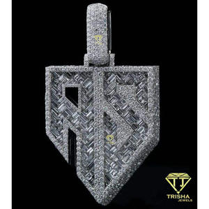 Pendentif Lettre RS Personnalisé Diamants de Laboratoire VVS Taille Brillant Plaqué Or 18K Argent Sterling 925 Certifié GIA Cadeau Hip Hop - Product Image 1
