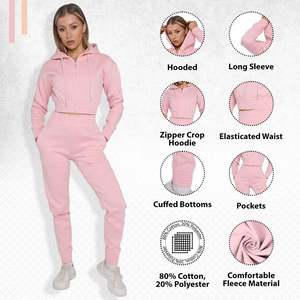 Women's Casual Vintage Solid Pattern Regular Hoodie Joggers Breathable Quick Dry 100% Cotton Sporty 2 Piece Long <b>Set</b> Active - Product Image 2