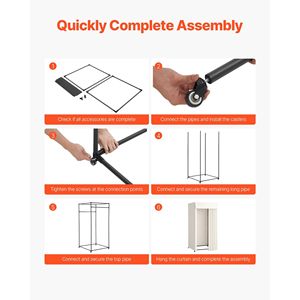 Armoire Portable Robuste avec Crochets Métalliques et Rideaux Épais, Cabine d'Essayage Mobile sur Roulettes pour Espace Privé - Product Image 6