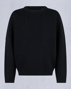 Suéter de Punto de Lana Negro para Hombre, Cuello Redondo, Corte Regular, Diseño Minimalista, Detalle de Bolsillo, Ropa de Invierno - Product Image 4