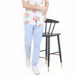 Pantalon décontracté pour homme, bleu clair, taille élastique, coupe droite, respirant, en polyester, pour l'été, avec poches latérales - Product Image 5