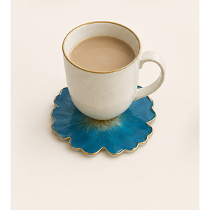 Wholesale Luxury Flower Shaped Epoxy Resin <b>Coaster</b> <b>Gold</b> Foil Accent Flower Custom Cup Mat for Wedding Decoration and Home - Product Image 3