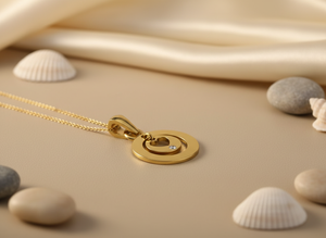 14k Gold Heart Pendant VVS1 Lab Diamond Necklace Manufacturer Custom Modern Concentric <b>Circle</b> Jewelry for Women - Product Image 4