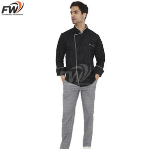 Veste de chef unisexe à manches longues en polyester/coton, uniforme professionnel de cuisine pour restaurant et bar. - Product Image 5