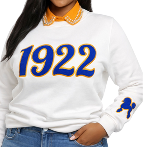 ซิกมาแกมมาโร 1922 เสื้อสเวตเชิ้ตสีขาวสำหรับผู้หญิง ปักลายพุดเดิ้ล ผ้าฝ้ายผสม แขนยาว ทรงลำลอง - Product Image 2