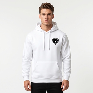 Sweat-shirt à capuche blanc pour homme Dumela avec poche logo sur le devant, en coton molletonné, coupe classique, pour l'automne - Product Image 2