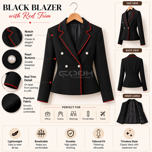 Blazer Negro Cruzado para Mujer con Ribete Rojo y Cuello de Solapa de la Hermandad Griega Delta Sigma de Cosh International - Product Image 5