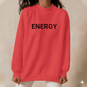 <b>Women</b> Mock Neck Sweatshirt Green Energy Print Casual Loose Fit Long Sleeve Crew Neck <b>Top</b> 100 Cotton Knitted Autumn Wear - Product Image 2