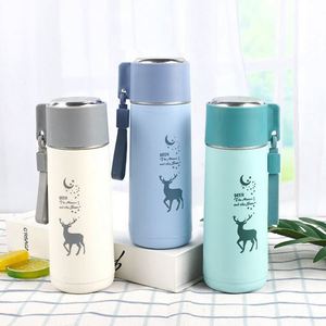 Gobelet à eau à double paroi de 450 ml avec motif animal, logo personnalisé, poignée en verre, bouteille d'eau cadeau - Product Image 2