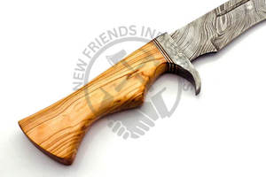 Nueva Edición Cuchillo Bowie de Acero de Damasco Hecho a Mano con Hoja Afilada y Funda de Cuero, Cuchillo de Supervivencia para Camping y Caza al Aire Libre con Afilado Extremo - Product Image 3