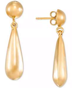 Pendientes de gota de lágrima pulidos en plata esterlina chapada en oro de 14k | Macy's - Product Image 1