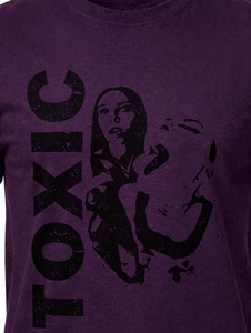 T-shirt graphique violet foncé personnalisé en gros pour hommes, style streetwear vintage, imprimé graphique toxique, en coton, à manches courtes, coupe oversize - Product Image 4