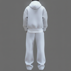 Ensemble de survêtement unisexe blanc à capuche avec fermeture éclair intégrale, logo imprimé strass scintillant, coupe décontractée ample, en molleton 100 % coton - Product Image 4