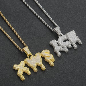 Collar con Colgante de Letra Personalizado con Incrustaciones de Circonitas, Chapado en Oro, Amuleto con Nombre en Estilo Hip Hop, Joyería para Regalo de Pareja - Product Image 3