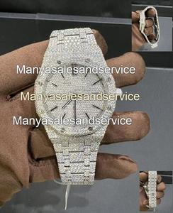 Montre à quartz pour homme avec cadran rond, boîtier en moissanite et acier inoxydable, étanche 10 bars, bracelet à fermoir, cadeau - Product Image 1