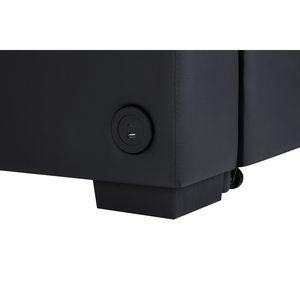 Divano letto componibile Donovan 84.5"W in tessuto PVC nero con caricatore USB, portabicchieri e braccioli contenitore - Product Image 6