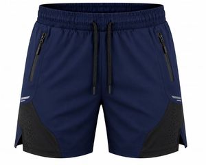 Men's Color Block Quick Dry Sport <b>Shorts</b> Mid Waist Front Logo <b>Zip</b> <b>Pockets</b> Drawstring Athletic Training Running Gym Fitness - Product Image 5