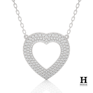Collier pendentif cœur en or 18 carats serti de diamants, forme de cœur entièrement sertie de diamants, bijoux fins - Product Image 4