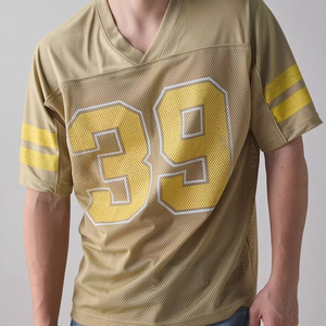 Maillot de football américain doré pour hommes, col en V, manches courtes, maille respirante, numéro d'équipe 39 imprimé, vêtements pour adultes - Product Image 5