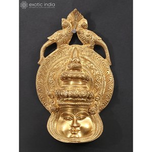 Hecho a mano de latón de 7 pulgadas Kathakali cara colgante de pared artículo de decoración del hogar hecho en La India artículo hecho a mano - Product Image 3