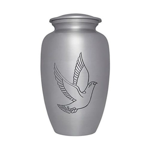 Elegant White Brass Adult Cremation Urn Hand-<b>tooled</b> Silver <b>Engraving</b> Funeral Memorial Container With Threaded Lid Good Price - Product Image 2