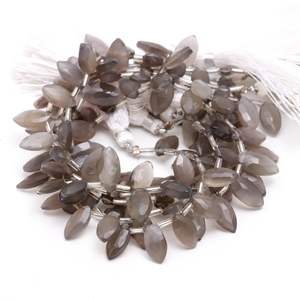 ลูกปัดมูนสโตนสีเทาธรรมชาติทรงมาร์คีสเจียระไนรูเจาะด้านข้าง สำหรับทำเครื่องประดับ ขนาด 7x12-8x13 มม. ความยาว 8 นิ้ว ขายส่ง - Product Image 5