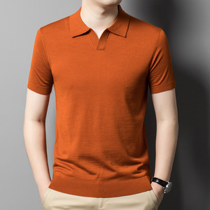 Custom Men Sweater Short Sleeve T-<b>shirt</b> <b>Half</b> Sleeve Bottom Knit Polo <b>Shirt</b> Jumpers Pullovers <b>Button</b> Placket Spring Autumn - Product Image 4