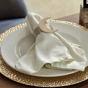 Elegant Gold Crescent Moon Napkin Rings For Ramadan And Eid <b>Table</b> Decor Modern <b>Matte</b> Gold Moon Napkin Holder - Product Image 1