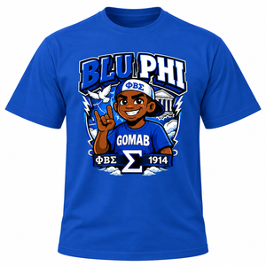 Custom <b>White</b> Blue Phi Beta Sigma Graphic T <b>Shirt</b> for Men <b>Short</b> <b>Sleeve</b> Crew Neck Cotton Tee with Cartoon Artwork and 1914 - Product Image 3