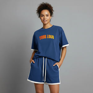 Casual Matching Lace Above Knee Solid Short Sleeve Shirt Sweatsuit Shorts <b>Sets</b> High Street Style <b>2</b> <b>Piece</b> <b>Set</b> - Product Image 6