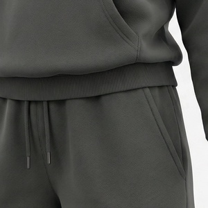 Conjunto de 2 Piezas para Mujer, Sudadera con Capucha y Pantalones Cortos de Felpa, Color Sólido, Corte Holgado, Informal, para Todas las Temporadas, Largo por Encima de la Rodilla - Product Image 5