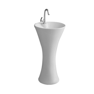 Lavabo Rectangular Moderno de Cerámica con Pedestal, Material PP, Artículos Sanitarios para Baño, para Instalación en Hogar, Hotel y Baños - Product Image 1