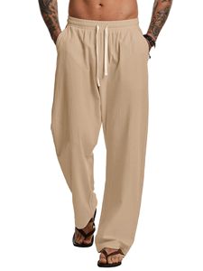 Pantalon de jogging ample et confortable pour homme, 100 % coton, uni, doux, léger, style streetwear, décontracté, avec poches - Product Image 2