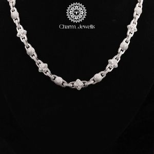 Collar de Cadena Figaro Unisex Charm_Jewells con Moissanita, Plata 925, Chapado en Oro de 14K, Estilo Hiphop de Lujo, Certificado IGI, para Fiestas - Product Image 6