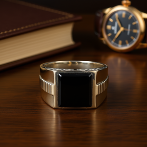 Black Onyx <b>Mens</b> <b>Ring</b> 6.6 Grams Fine Jewelry - Product Image 3