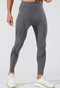 Leggings tricotés décontractés gris rayés taille haute pleine longueur en polyester respirant à compression pour femme toutes saisons sans couture - Product Image 3