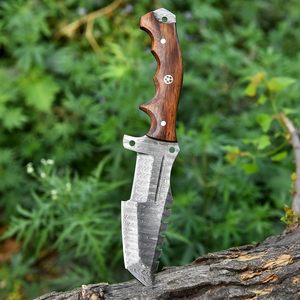 Cuchillo de Caza Premium Tracker Bushcraft, Acero de Damasco, Mango de Madera, Hecho a Mano, Alta Calidad, Pakistán - Product Image 2