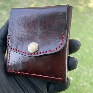 Handmade Vegetable Tanned Leather <b>Wallet</b> for Men | Hand Dyed Genuine Leather Coin <b>Wallet</b> | Minimalist <b>Compact</b> Bifold <b>Wallet</b> - Product Image 5