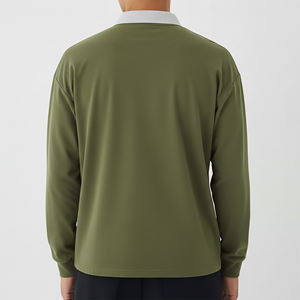 Camiseta Polo Oversize de Manga Larga, Color Sólido, Personalizada, 100% Algodón, Transpirable, con Diseño de Bordado Personalizado, para Golf - Product Image 4