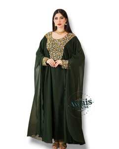 Wholesale Ethnic Wedding Evening Party Wear <b>Kaftan</b> Long Sleeve Floor Length Lightweight <b>Plus</b> <b>Size</b> Polyester Handmade Sequined - Product Image 4
