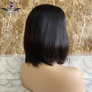 Grado 12A Virgen Peruano Remy Cabello Pegamento Menos Judío Kosher Seda Top Pelucas Estilo Bob Peluca de explosión corta Cabello humano - Product Image 4