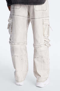 Vaqueros anchos de mezclilla para hombre con diseño de puntos y detalles rasgados, estilo streetwear, cintura media, corte holgado, tela de algodón - Product Image 4