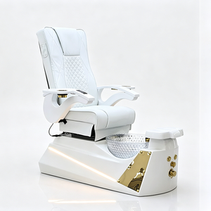 Fauteuil de pédicure blanc de luxe avec bol en cristal, mobilier professionnel pour salon de spa, station de pédicure pour salon de beauté des ongles - Product Image 1