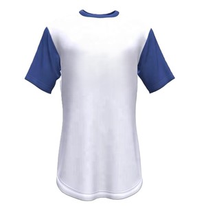 Camiseta Casual de Manga Raglán Blanca y Azul para Hombre, Corte Holgado, Cuello Redondo, Tejido de Punto, Color Sólido - Product Image 1