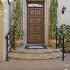 Transitional Wrought Iron Handrails for Outdoor Steps 1-3 Steps with Installation Kit Black Assistive Devices - Product Image 6