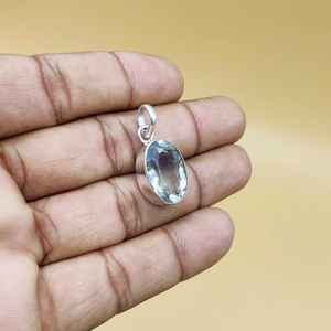 925 argent Sterling haute qualité coupe vert améthyste pierre gemme femmes collier naissance pierre cadeau pierre pendentif - Product Image 5