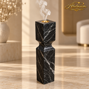 ALABANZA ENTERPRISES Brûleur à Bakhoor de Luxe en Marbre Naturel avec Insert Doré en Acier Inoxydable, Écologique et Moderne, pour Encens Arabe - Product Image 2