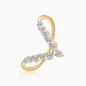 Bague de mariage incurvée en chevron avec diamant de laboratoire taille ronde, or 10K 14K 18K, argent 925 935, bijoux personnalisés - Product Image 2